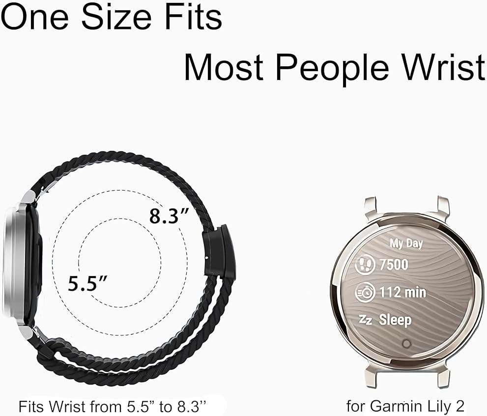 3Pack Braided Stretchy Nylon Bands Compatible with Garmin Lily 2 Watch Bands for Women Girls,14mm Loop Magnetic Elastic Sport Strap for Garmin Lily 2 Smart Watch for Men - Image 2