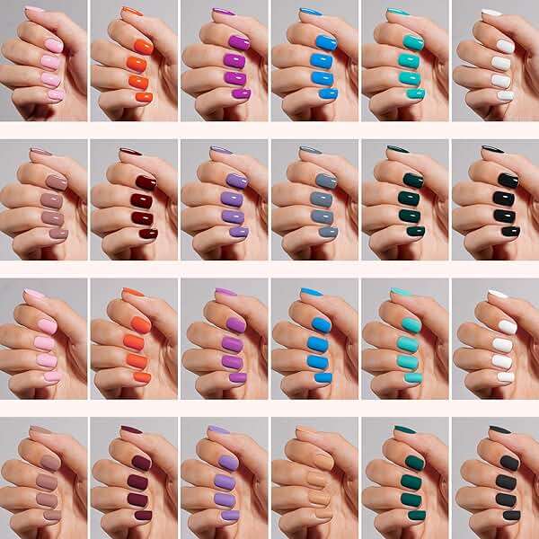 Beetles Press on Nails Kit 576Pcs 24 Colors, Short Square Press on Nails Glossy Matte With Nail Glue & Nail Tabs Stickers, Natural Fit Lightweight Fake Nails Kit Art For Women - Image 2