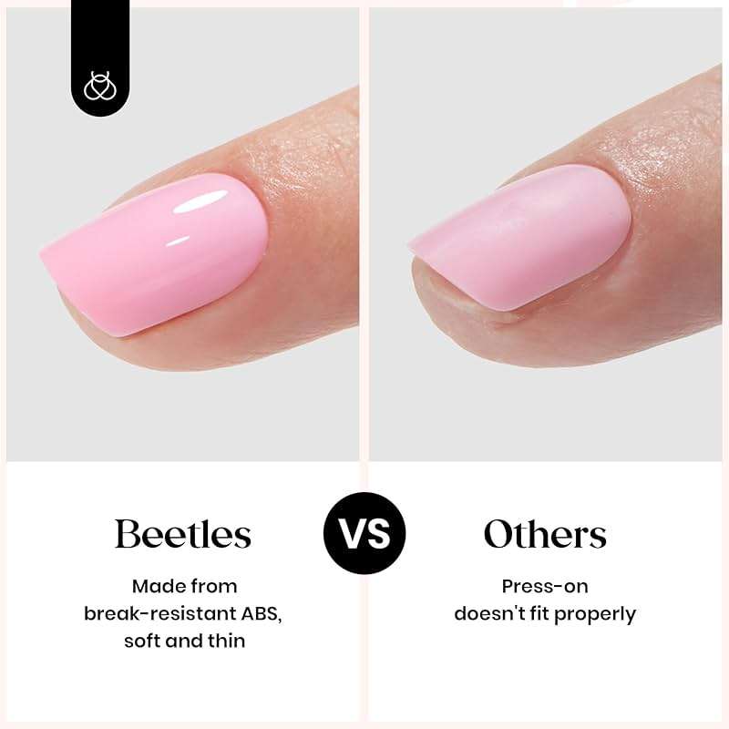 Beetles Press on Nails Kit 576Pcs 24 Colors, Short Square Press on Nails Glossy Matte With Nail Glue & Nail Tabs Stickers, Natural Fit Lightweight Fake Nails Kit Art For Women - Image 6