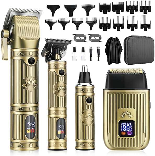 Saoilli Hair Clippers for Men Professional,Beard Trimmer Hair Trimmer Kit,Cordless Clippers and Trimmers Set,Electric Razor Shavers for Men,Nose Trimmer Mens Grooming Kit for Barber,LED Display - Image 1