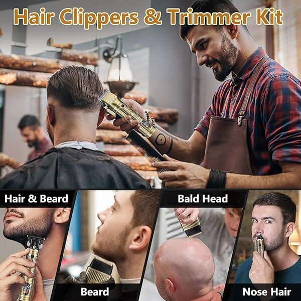Saoilli Hair Clippers for Men Professional,Beard Trimmer Hair Trimmer Kit,Cordless Clippers and Trimmers Set,Electric Razor Shavers for Men,Nose Trimmer Mens Grooming Kit for Barber,LED Display - Image 3
