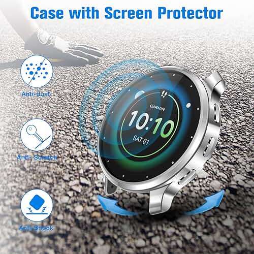 Fintie 3 Packs Screen Protector Case Compatible with Garmin Venu 3S (41mm), Soft TPU Plated Bumper Full Cover Protective Cases [Scratch-Proof] (Black/Silver/Clear) - Image 4