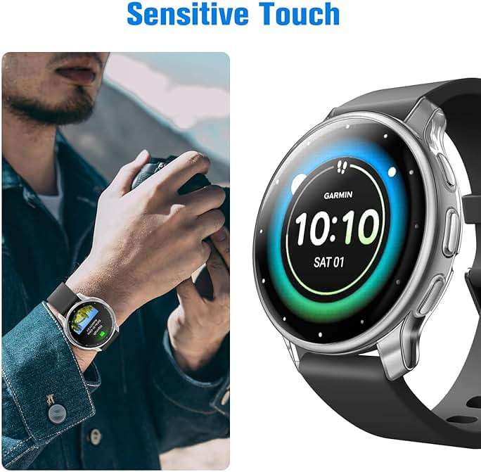 Fintie 3 Packs Screen Protector Case Compatible with Garmin Venu 3S (41mm), Soft TPU Plated Bumper Full Cover Protective Cases [Scratch-Proof] (Black/Silver/Clear) - Image 6