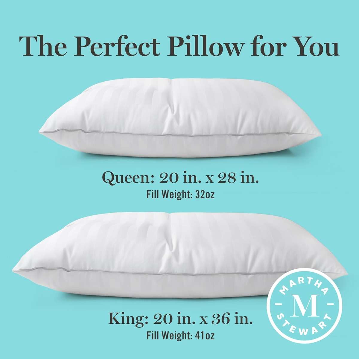 Martha Stewart Hotel Collection Pillow 500 Thread Count Damask Stripe Embroidered Feathers Soft Hypoallergenic 100% Cotton Queen Size Set of 2 - Image 2
