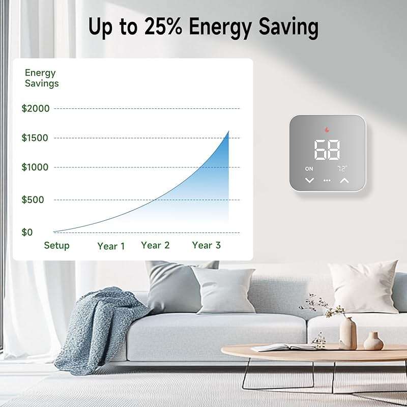 Smart Thermostat for House, WiFi Programmable Thermostat, Compatible with Alexa and Google Assistant, Remote Control Tuya/Smart Life, 𝗖-𝗪𝗶𝗿𝗲 𝗥𝗲𝗾𝘂𝗶𝗿𝗲𝗱 - Image 4