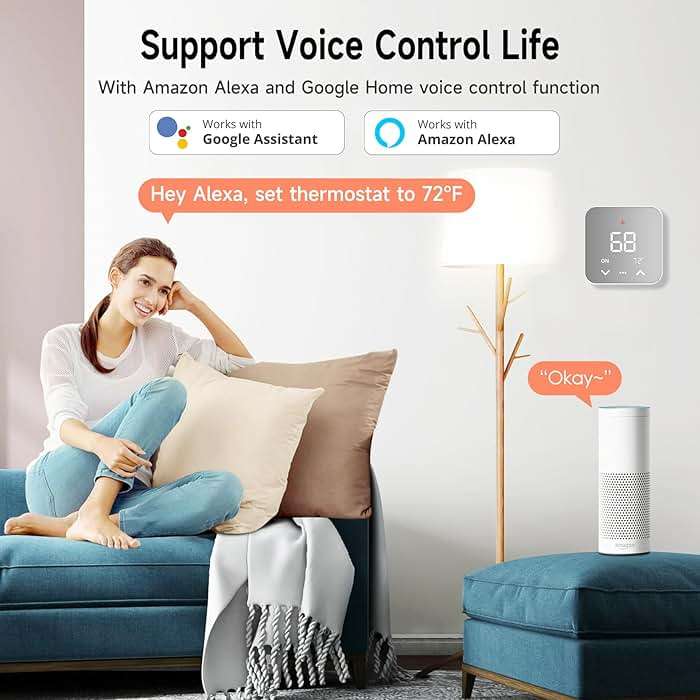 Smart Thermostat for House, WiFi Programmable Thermostat, Compatible with Alexa and Google Assistant, Remote Control Tuya/Smart Life, 𝗖-𝗪𝗶𝗿𝗲 𝗥𝗲𝗾𝘂𝗶𝗿𝗲𝗱 - Image 5