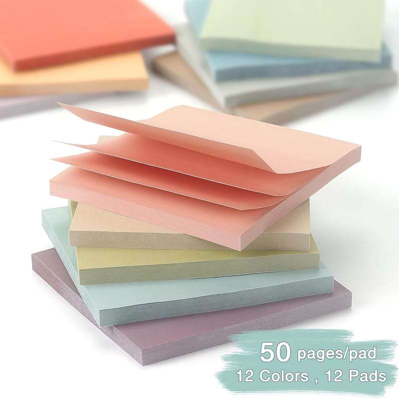 Osboo Sticky Notes 3x3 Inch, 12 Pack, 12 Assorted Vintage Color Self-Stick Notes Pads, 50 Sheets/Pad, Perfect for Office, School, and Home Organization - Image 5