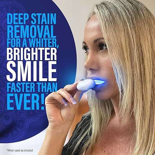 GuruNanda Teeth Whitening Kit - 8% Hydrogen Peroxide Teeth Whitening Gel Pen & Advanced Wireless LED Accelerator Light, Upto 10 Shades Whiter Teeth, Professional Dentist-Inspired System, 40 Treatments - Image 2