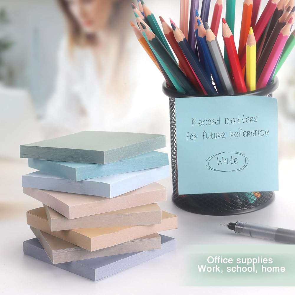 Vintage Colors Sticky Notes 3x3 inch, 8 Pads, Self-Stick Note Pads, Super Sticky Self-Adhesive Sticky Notes, 8 Pads/Pack, 80 Sheets/Pad - Image 7