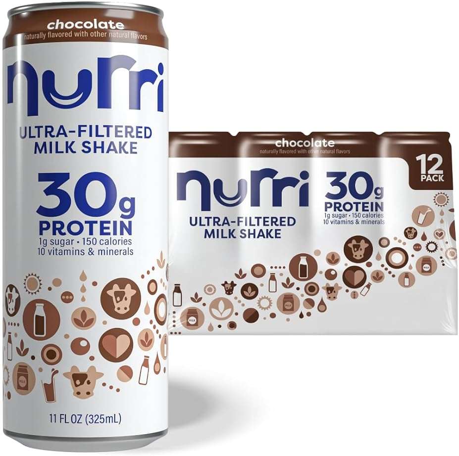 Nurri - 30g Protein Ultra Filtered Milk Shake – Chocolate - Lactose Free, Low Sugar, 150 Calories, 10 Vitamins and Minerals - 11 fl oz, 12 Cans - Image 1
