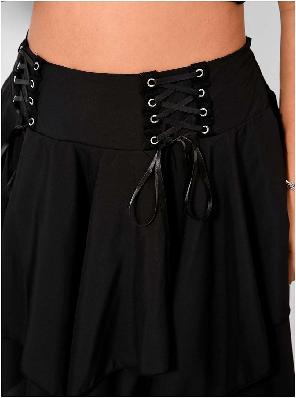 Verdusa Women's Plus Y2k Gothic Skirts Western Boho Renaissance Asymmetrical Lace Fairy Ruffle Cowgirl Mini Skirt - Image 5
