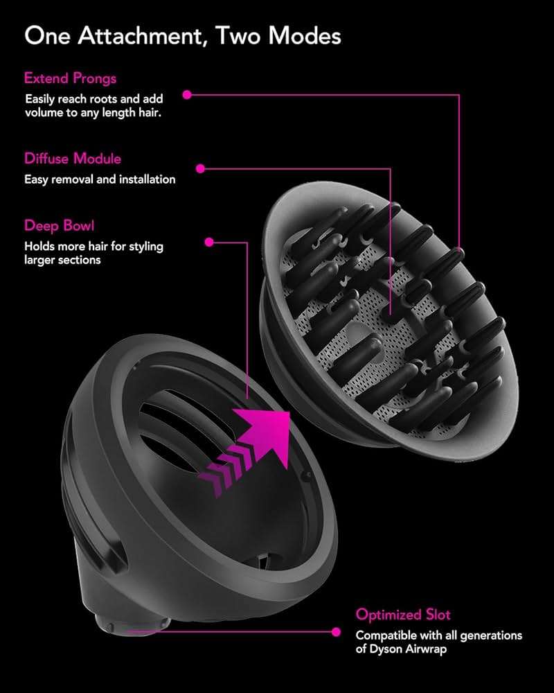Wave+Curl Diffuser for Dyson Airwrap Styler, Upgraded Diffuser Nozzle Attachment for Dyson Airwrap HS01 HS05 HS08 for Wavy Curly or Coily Hair Type - Image 5