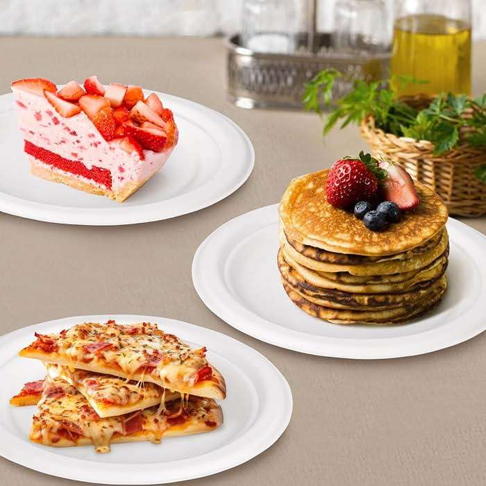 Uniecocus Small Plates Disposable, 6 Inch Paper Plates Bulk Heavy Duty, Compostable, White, 500 Count - Image 2