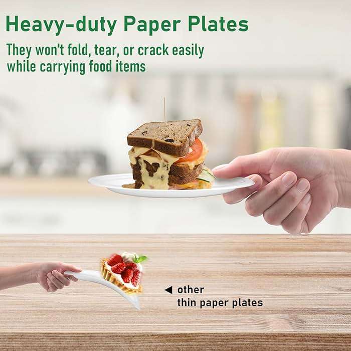 Uniecocus Small Plates Disposable, 6 Inch Paper Plates Bulk Heavy Duty, Compostable, White, 500 Count - Image 4