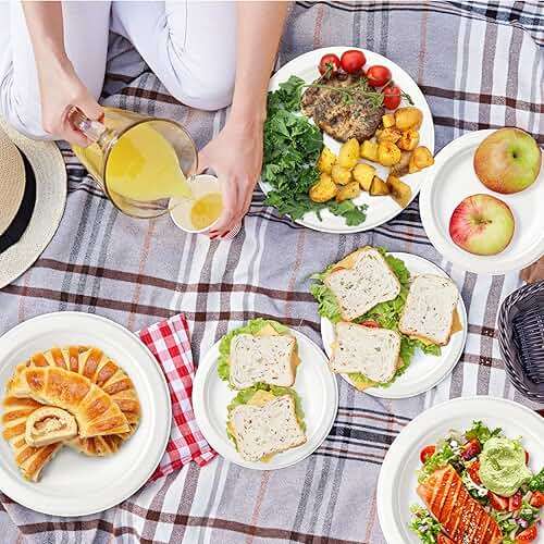 Uniecocus Small Plates Disposable, 6 Inch Paper Plates Bulk Heavy Duty, Compostable, White, 500 Count - Image 7
