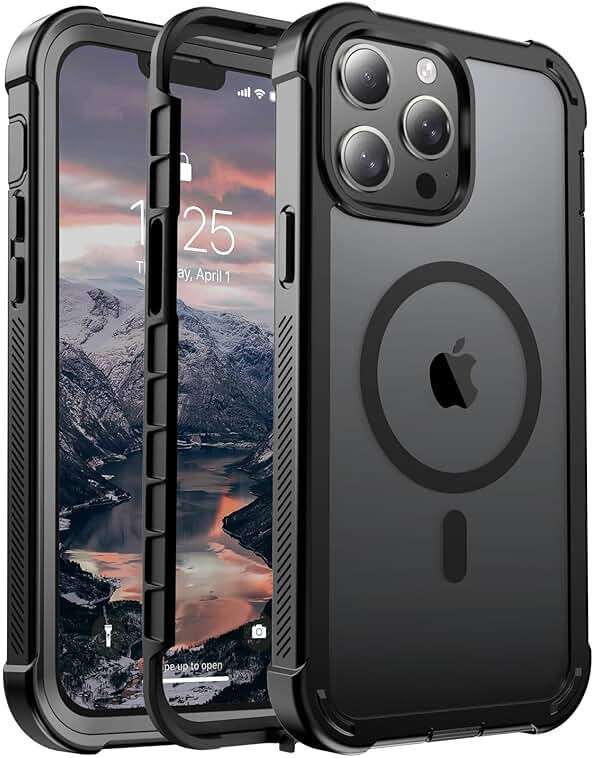 jaroco Magnetic for iPhone 13 Pro Max Case, [Compatible with MagSafe][Military Grade Drop Protection][Heavy Duty Protection][Non-Slip][Shockproof] 2-Layer Durable Bumper Phone Case 6.7''-Black - Image 1