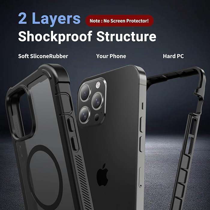 jaroco Magnetic for iPhone 13 Pro Max Case, [Compatible with MagSafe][Military Grade Drop Protection][Heavy Duty Protection][Non-Slip][Shockproof] 2-Layer Durable Bumper Phone Case 6.7''-Black - Image 2