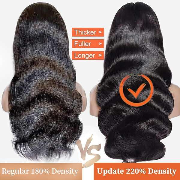 Hoisali 34 Inch 13x6 Body Wave Lace Front Wigs Human Hair 220% Density HD Transparent Lace Front Wigs Human Hair for Women Glueless Brazilian Virgin Human Hair Natural Black Body Wave Wig Pre Plucked - Image 5