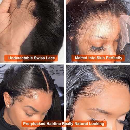Hoisali 34 Inch 13x6 Body Wave Lace Front Wigs Human Hair 220% Density HD Transparent Lace Front Wigs Human Hair for Women Glueless Brazilian Virgin Human Hair Natural Black Body Wave Wig Pre Plucked - Image 7
