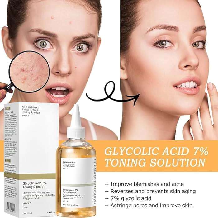 7% Glycolic Acid Exfoliating Toner, Gentle Exfoliating Toner, Smooth Skin, Restores Skin Vitality and Refreshing, Hydrating Formula, Pore Minimizer-240ml/8.44 fl.oz. - Image 2