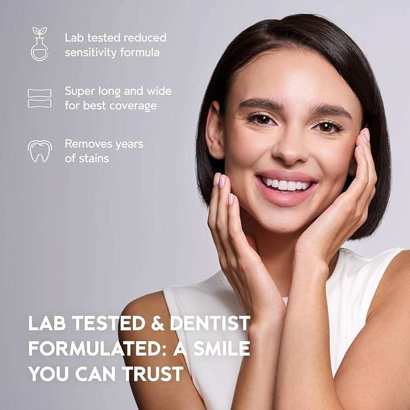 InoPro Natural Teeth Whitening Strips Kit 21 Treatments - Sensitive Teeth Whitener, Peroxide Free with Papain, Bromelain, Coconut Oil, White Strips for Teeth Whitening (42 Strips) - Image 4
