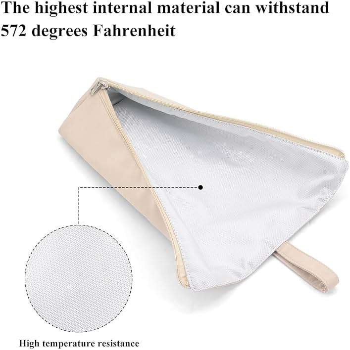 Boweike Hair Tools Travel Bag for T3 SinglePass Curl X, Heat Resistant Curling Iron Case for Bio Ionic, Hair Tool Organizer for Home and Travel (Apricot) - Image 2