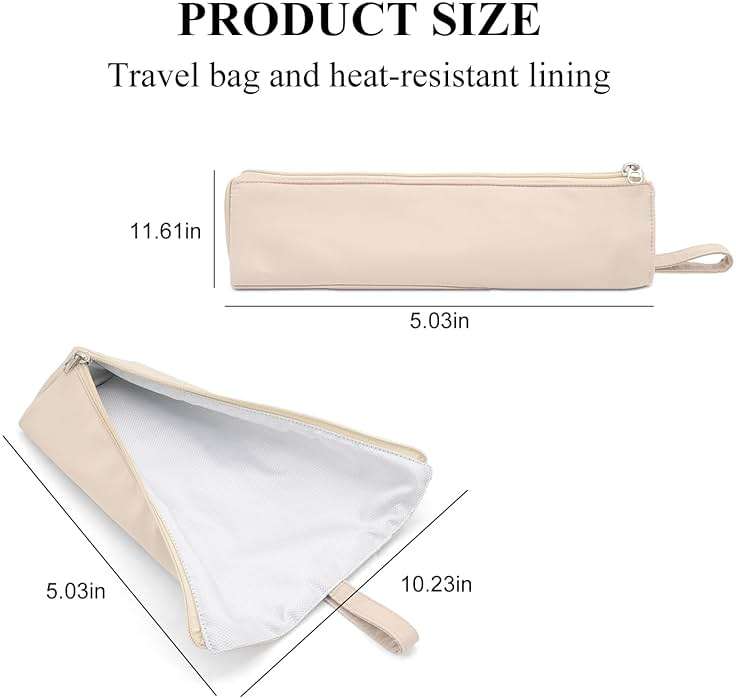 Boweike Hair Tools Travel Bag for T3 SinglePass Curl X, Heat Resistant Curling Iron Case for Bio Ionic, Hair Tool Organizer for Home and Travel (Apricot) - Image 3