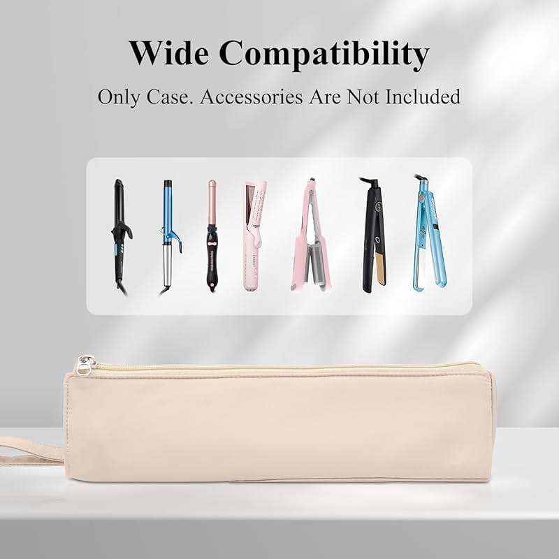 Boweike Hair Tools Travel Bag for T3 SinglePass Curl X, Heat Resistant Curling Iron Case for Bio Ionic, Hair Tool Organizer for Home and Travel (Apricot) - Image 6