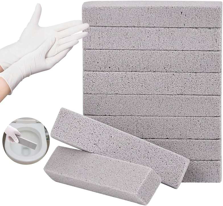 Herda 10 Pack Pumice Stone for Toilet Bowl Cleaning, Powerfully Pumice Stick for Cleaning Hard Water Rings, Calcium Buildup, Rust, Pumice Bar for Toilets, Bathtubs, Grills, Swimming Pools, Sinks - Image 1