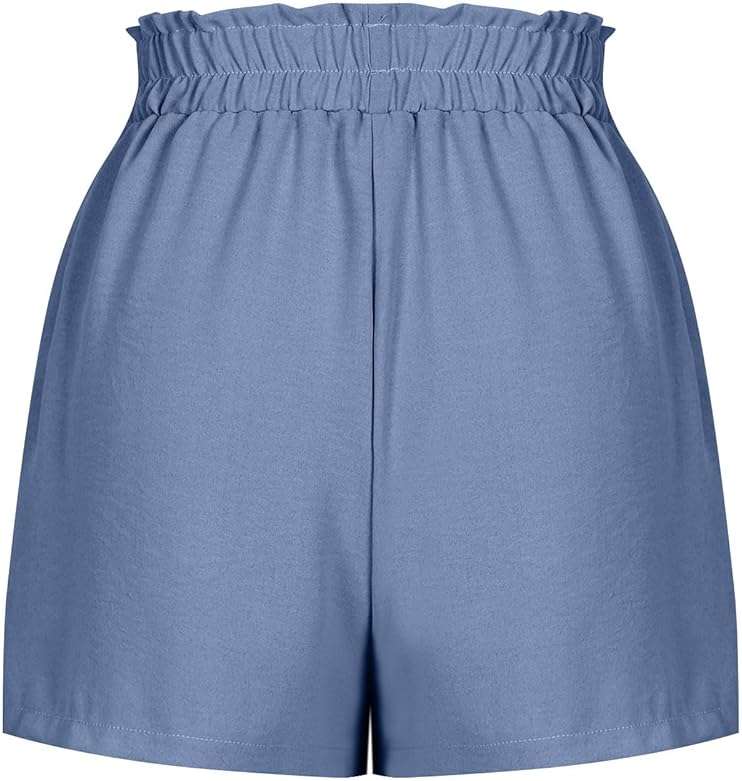 Womens Summer Shorts with Pockets Lightweight High Waisted Linen Shorts Adjustable Tie Knot Loose Casual Short - Image 7