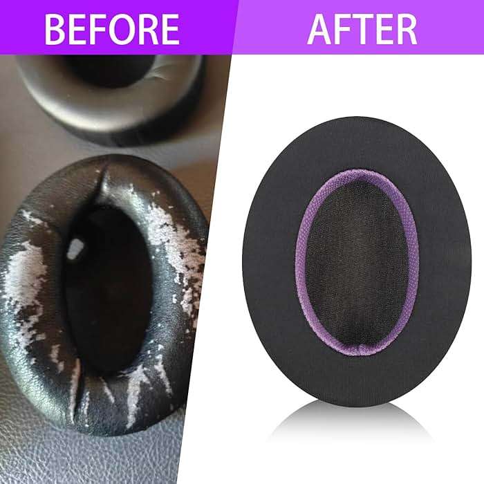 Jomwag Magic Ice Gel Replacement Earpads for Sony WH-1000XM4 – Black/Purple Cooling Cushions - Image 3