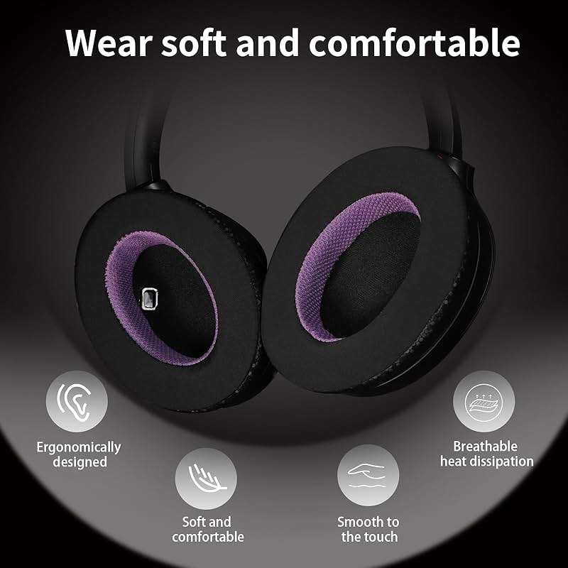 Jomwag Magic Ice Gel Replacement Earpads for Sony WH-1000XM4 – Black/Purple Cooling Cushions - Image 5
