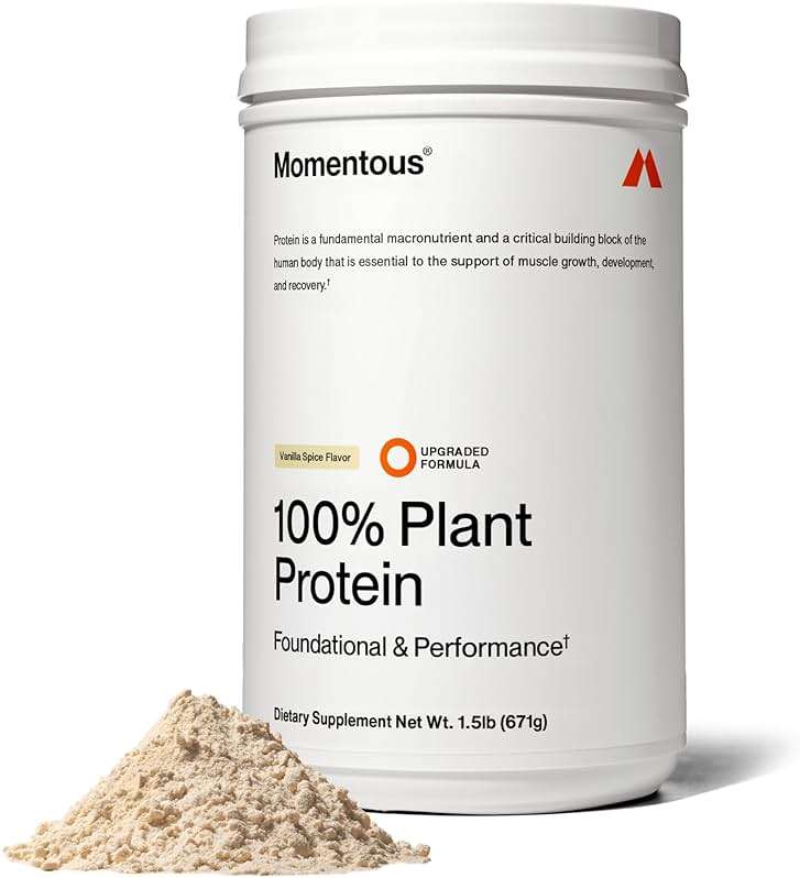 Momentous Vegan Protein Powder - 20 g Plant-Based Protein - NSF Certified for Sport - Gluten-Free - Non-GMO - 22 Servings for Essential Everyday Use - Vanilla Spice - Image 1