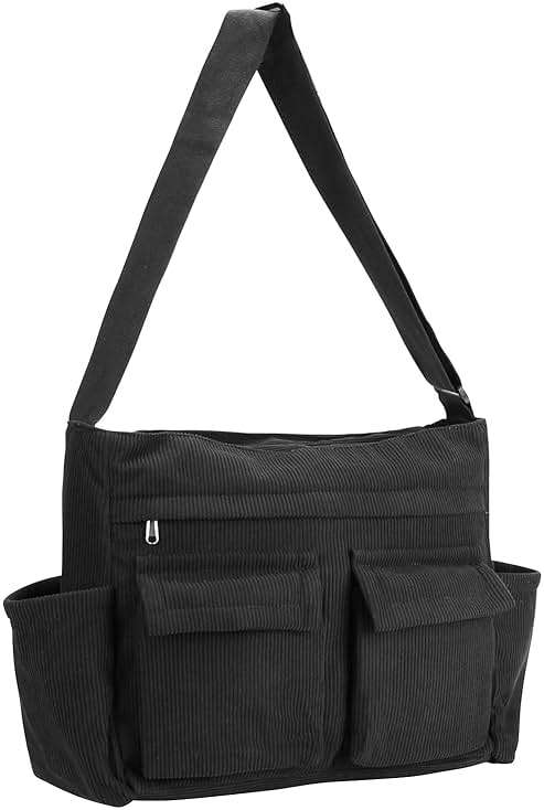 RTGNEI Corduroy Messenger Bag for School Satchel Tote Bag Women/Men Hobo Bags - Image 1