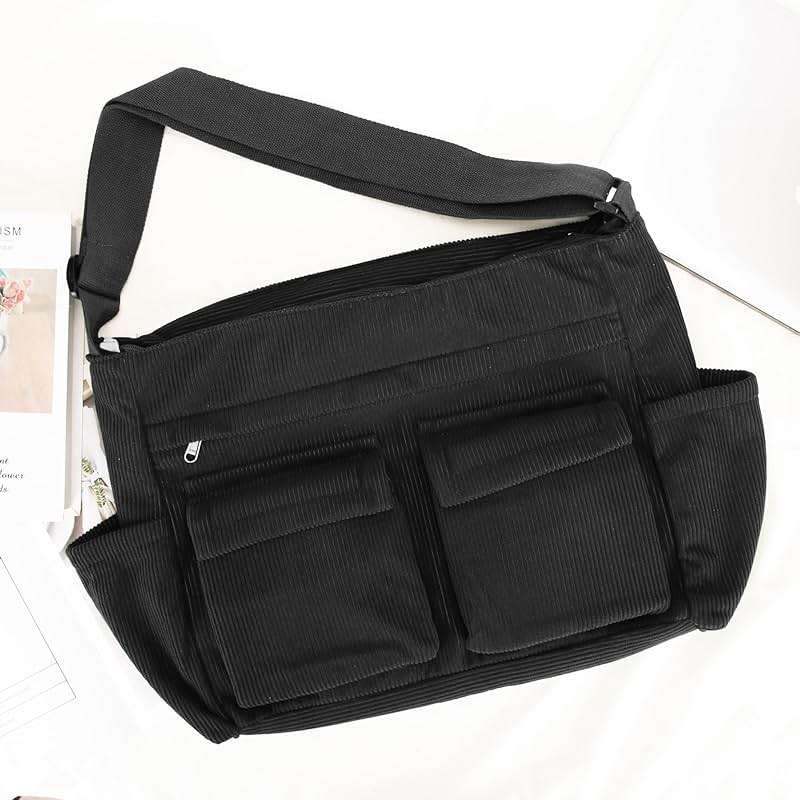 RTGNEI Corduroy Messenger Bag for School Satchel Tote Bag Women/Men Hobo Bags - Image 7