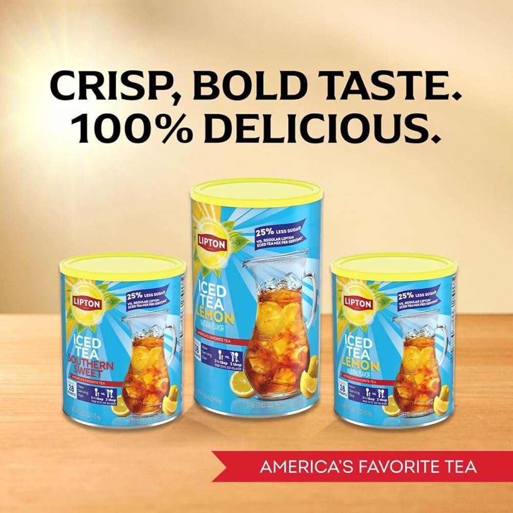 Lipton Southern Sweet Reduced Sugar Iced Tea Mix 28 Quart 2-Pack - Instant Tea Powder with Black Tea and Lemon Flavor, 25% Less Sugar per Serving, Kosher Certified OU - Image 7