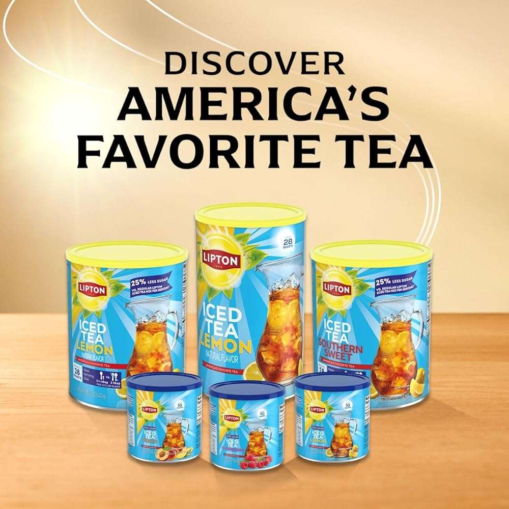 Lipton Southern Sweet Reduced Sugar Iced Tea Mix 28 Quart 2-Pack - Instant Tea Powder with Black Tea and Lemon Flavor, 25% Less Sugar per Serving, Kosher Certified OU - Image 8
