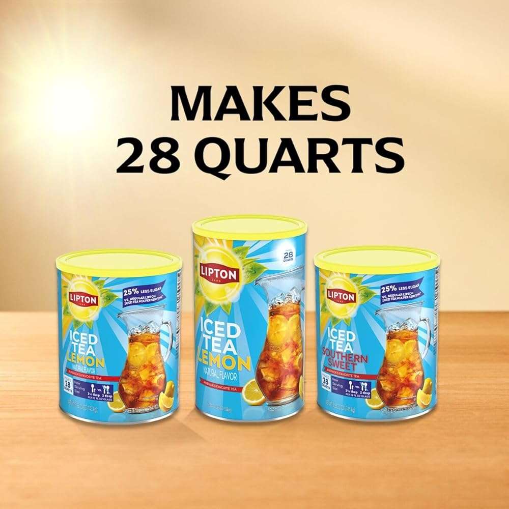 Lipton Southern Sweet Reduced Sugar Iced Tea Mix 28 Quart 2-Pack - Instant Tea Powder with Black Tea and Lemon Flavor, 25% Less Sugar per Serving, Kosher Certified OU - Image 10