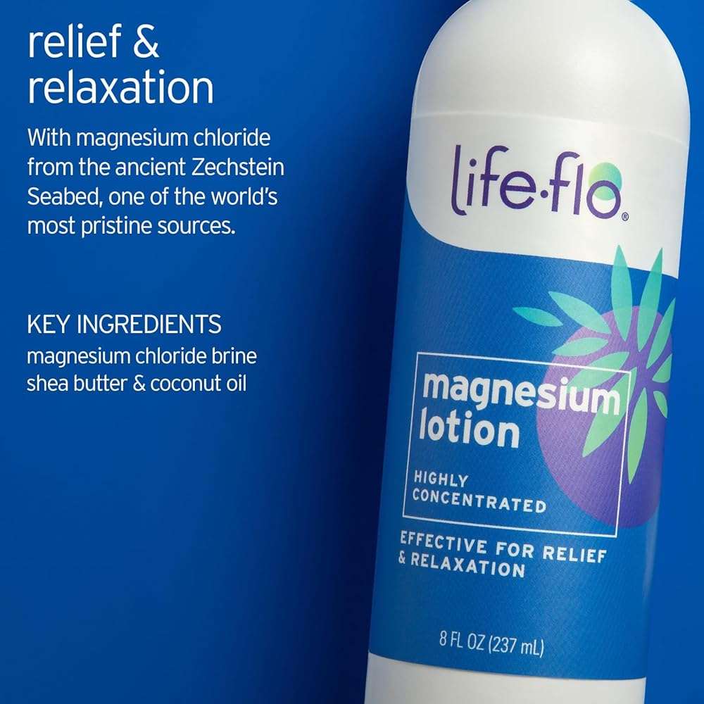 LIFE-FLO Magnesium Lotion and Pure Magnesium Oil Spray Bundle - with Magnesium Chloride from The Zechstein Seabed - 100% Magnesium Oil for Feet and Body and Unscented Lotion, 8 Oz Pack of 2, Unscented - Image 3