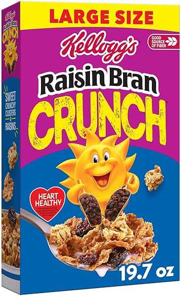 Kellogg's Raisin Bran Crunch Breakfast Cereal, Good Source of Fiber, Large Size, 19.7 oz - Image 1