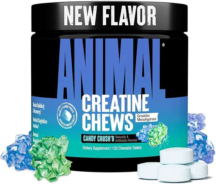 Animal Creatine Chews – Enhanced Creatine Monohydrate Chewable Tablets with AstraGin & Sea Salt, Max Absorption Pre Post-Workout, Lean Muscle Growth, Strength & Recovery, New Flavor Candy Crush’d - Image 1