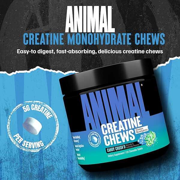 Animal Creatine Chews – Enhanced Creatine Monohydrate Chewable Tablets with AstraGin & Sea Salt, Max Absorption Pre Post-Workout, Lean Muscle Growth, Strength & Recovery, New Flavor Candy Crush’d - Image 2