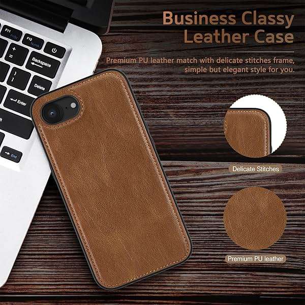 LOHASIC for iPhone 16e Case for iPhone 17e Case, Luxury Leather Soft Back Cover Full Body Protective Women Men Phone Shockproof Cases for iPhone iPhone 16E/17E 6.1'', Brown - Image 4
