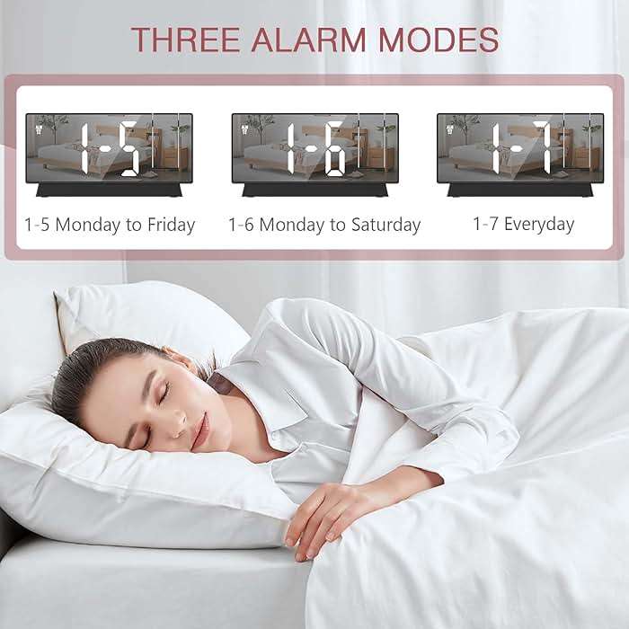 LOFICOPER Projection Alarm Clock, 7.8" Mirror Digital Clock with 180° Rotatable Projector, 4-Level Brightness, Snooze, 12/24H, USB Charging, Desk Clock for Home Bedroom Decor Office - Image 8
