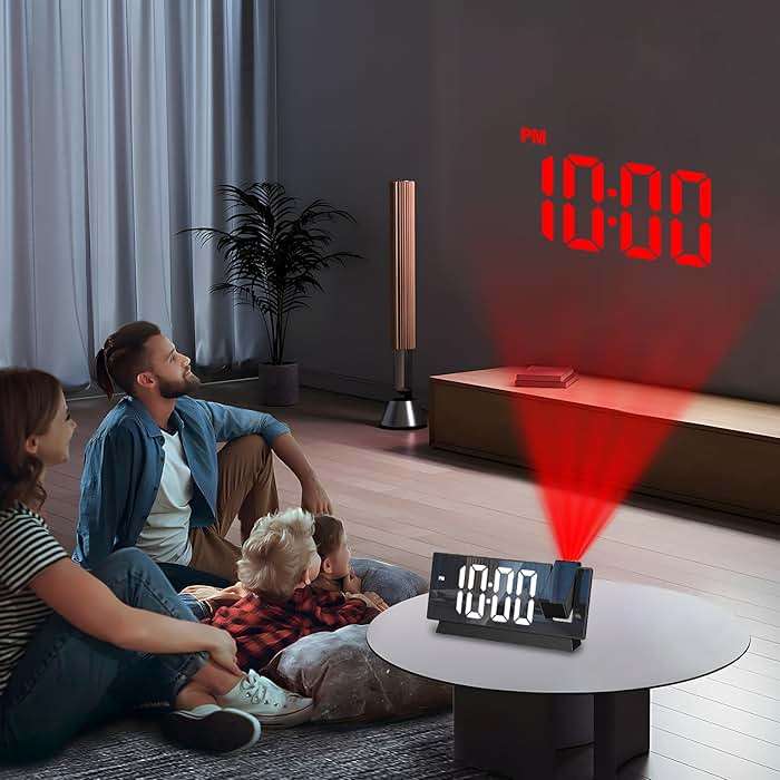 LOFICOPER Projection Alarm Clock, 7.8" Mirror Digital Clock with 180° Rotatable Projector, 4-Level Brightness, Snooze, 12/24H, USB Charging, Desk Clock for Home Bedroom Decor Office - Image 9