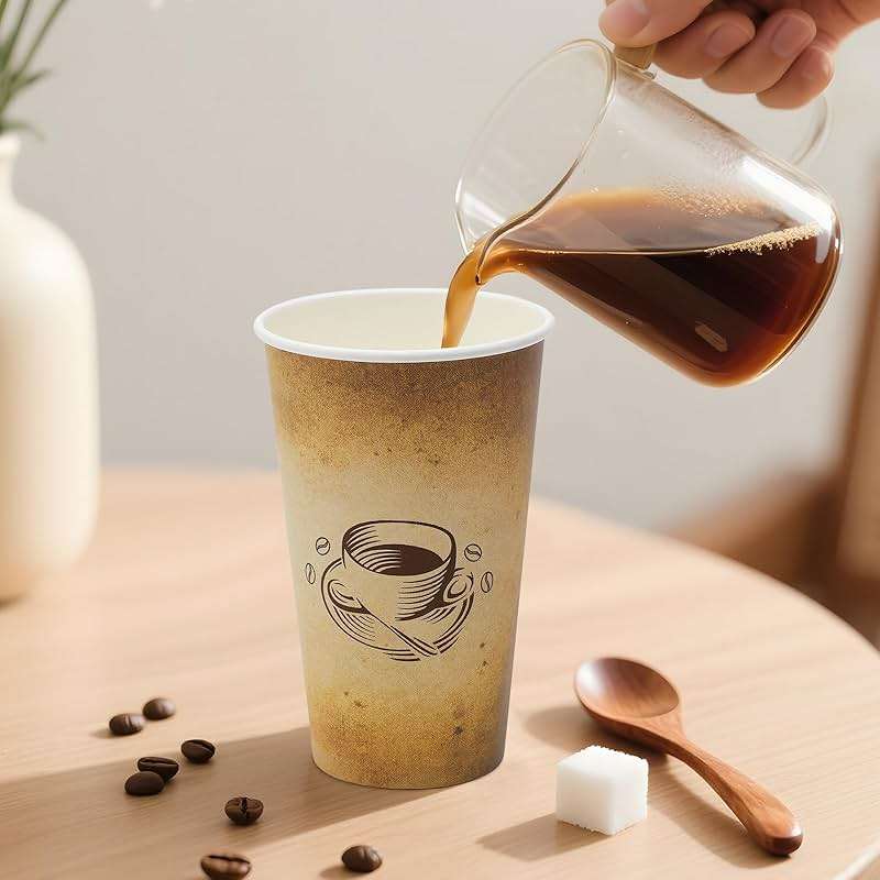Clawsoff 180 Pack 16 oz Disposable Paper Coffee Cups, Hot/Cold Drinking Cups, coffee, Juice, Retro Design, Leak-Proof, Party, Picnic, Events, Travel, Offices, Shops - Image 7