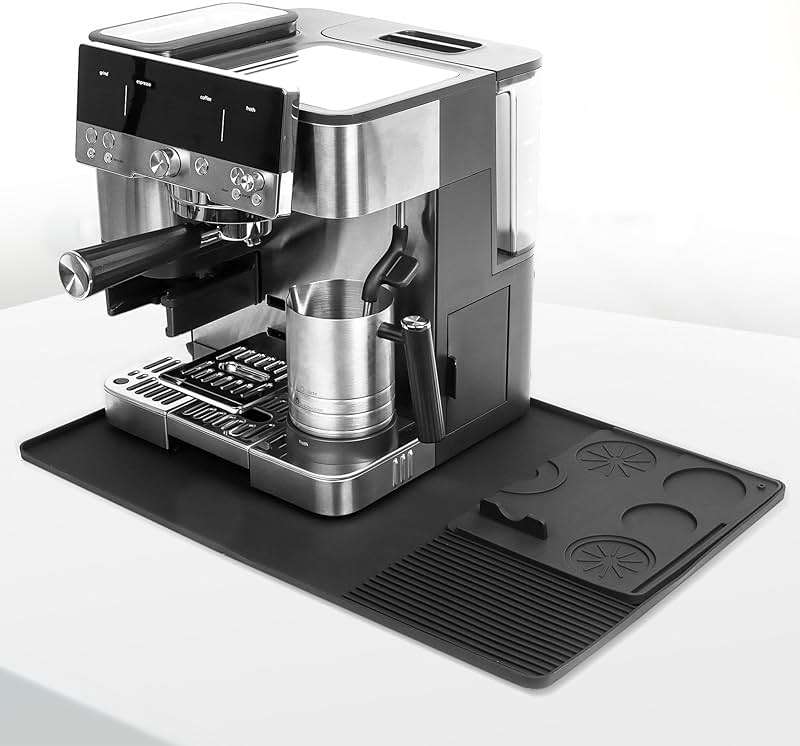 Silicone Coffee Mat with Convex Edge, 24''x16'' Coffee Bar Accessories for Ninja Luxe Cafe Accessories - Image 1