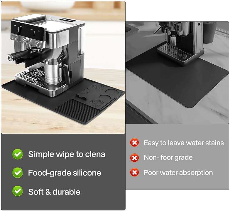 Silicone Coffee Mat with Convex Edge, 24''x16'' Coffee Bar Accessories for Ninja Luxe Cafe Accessories - Image 5