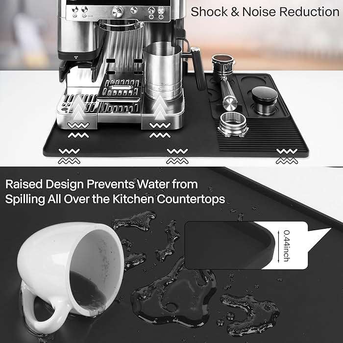 Silicone Coffee Mat with Convex Edge, 24''x16'' Coffee Bar Accessories for Ninja Luxe Cafe Accessories - Image 6