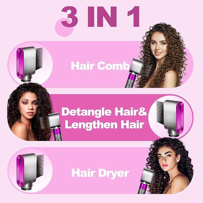 PUREGUST Wide Tooth Comb Nozzle Attachment Replacement for Dyson Airwrap HS01 HS05 HS08, Pre Styling Dryer Brush for Curly Coily to Combs Detangle and Lengthen Hair, Part NO.971894-03 - Image 2